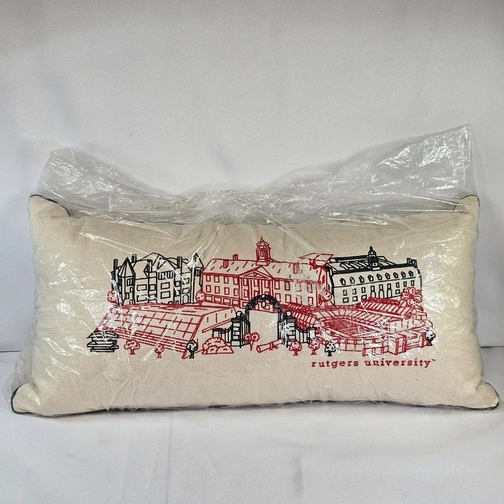 Catstudio Rutgers University College Cityscape Pillow Embroidered Lumbar New
